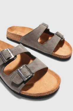 Faux Suede Buckle Sandal