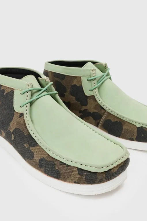 Faux Suede Camo Apron Front Shoes In Green