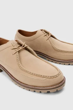 Faux Suede Derby Shoes In Beige