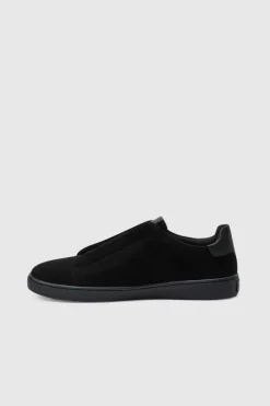 Faux Suede Trainer In Black