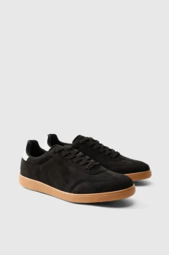 Faux Suede Trainer In Black