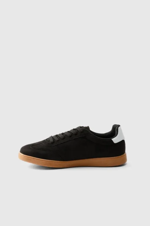 Faux Suede Trainer In Black