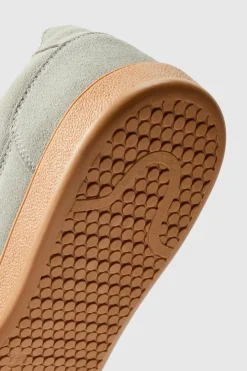 Faux Suede Trainer In Grey with white detail
