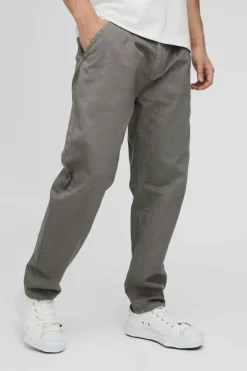 Fixed Waist Relaxed Cropped Pleated Chino Trousers