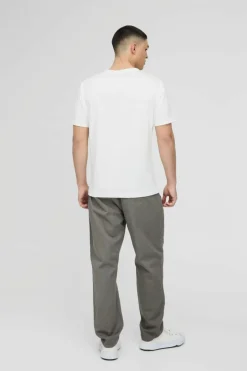 Fixed Waist Relaxed Cropped Pleated Chino Trousers