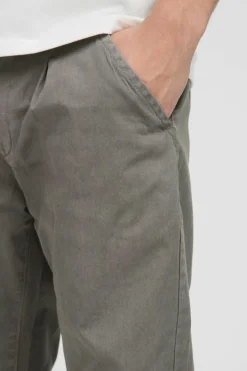 Fixed Waist Relaxed Cropped Pleated Chino Trousers