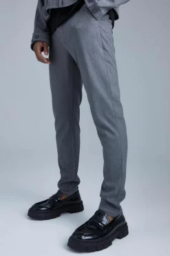 Fixed Waist Slim Fit Topstitch Trouser