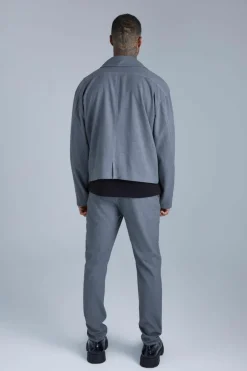 Fixed Waist Slim Fit Topstitch Trouser