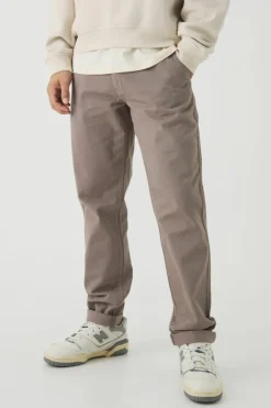 Fixed Waist Tapered Turn Up Hem Chino Trousers