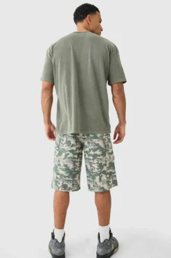 Fixed Waist Woven Tab Ripstop Camo Jorts