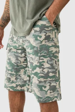 Fixed Waist Woven Tab Ripstop Camo Jorts
