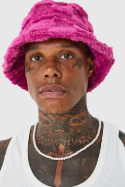 Fluffy Checkerboard Bucket Hat