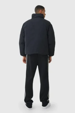 Funnel Neck Padded Jacket In Black