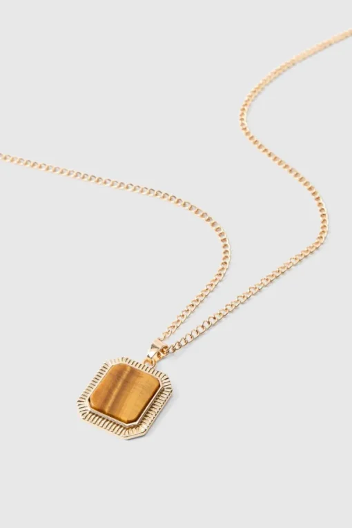 Gem Pendant Necklace In Gold