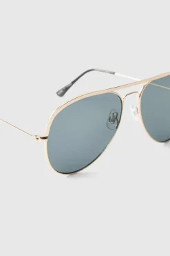Gold Metal Navigator Sunglasses