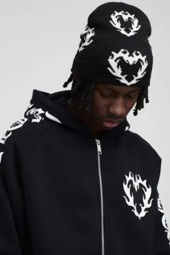 Gothic Heart Graphic Beanie