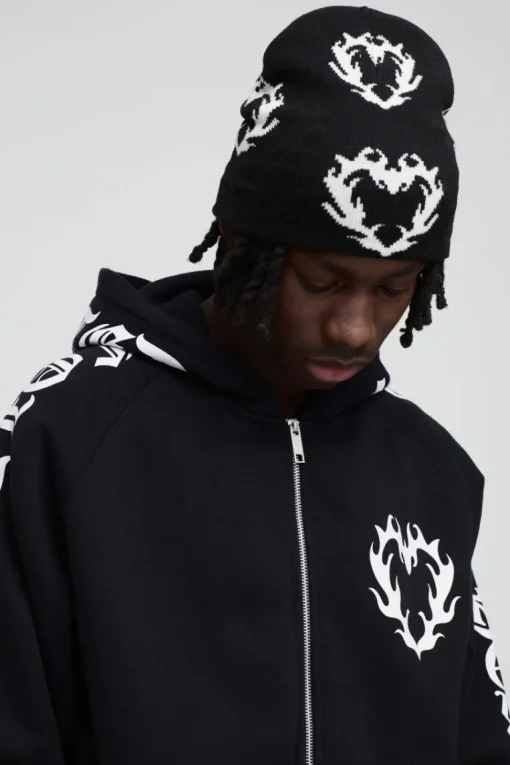 Gothic Heart Graphic Beanie