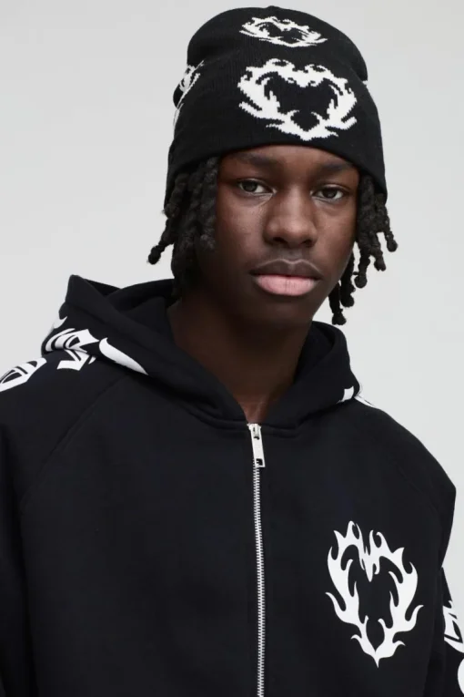 Gothic Heart Graphic Beanie