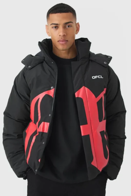 Gothic M Extreme Heavy Filled Hooded Puffer Coat In Black