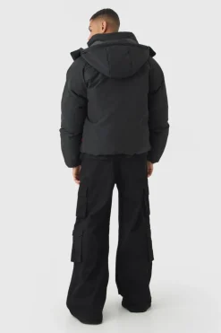 Gothic M Extreme Heavy Filled Hooded Puffer Coat In Black