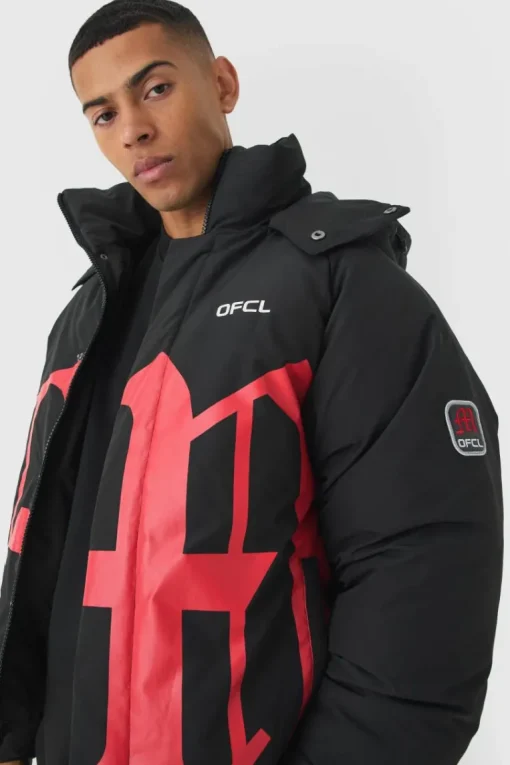 Gothic M Extreme Heavy Filled Hooded Puffer Coat In Black