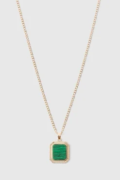 Green Gem Pendant Necklace In Gold