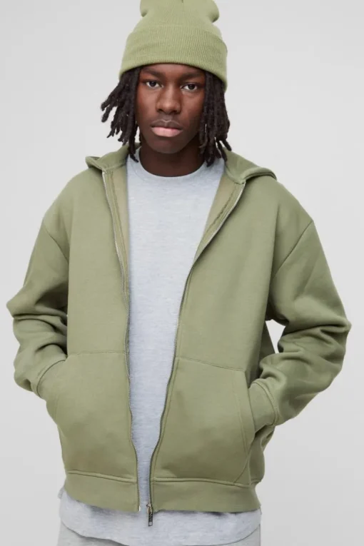 330GSM Oversized Basic Zip Through Hoodie