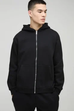 330GSM Oversized Basic Zip Through Hoodie
