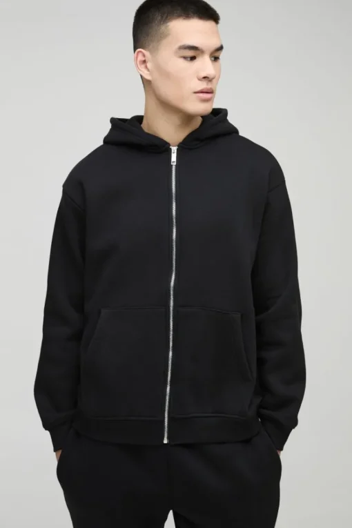 330GSM Oversized Basic Zip Through Hoodie