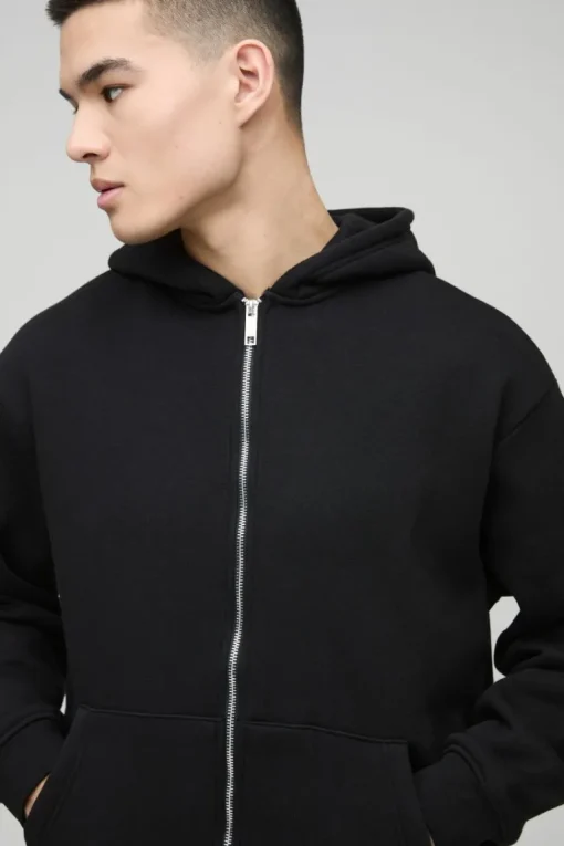 330GSM Oversized Basic Zip Through Hoodie