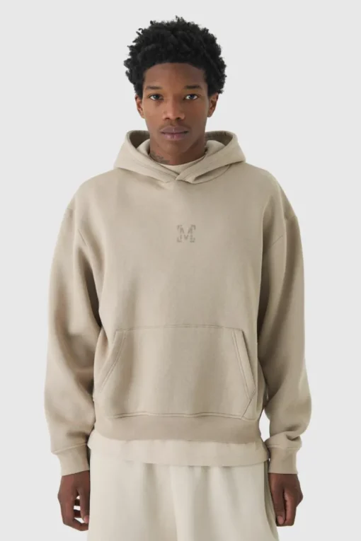 330GSM Oversized Boxy M Flocked Hoodie