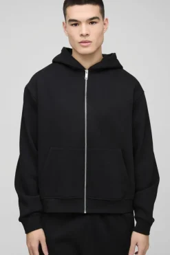 330GSM Oversized Boxy Zip Through Hoodie