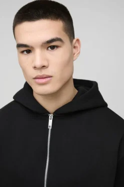 330GSM Oversized Boxy Zip Through Hoodie