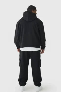 330GSM Plus Oversized Boxy Hoodie in Black
