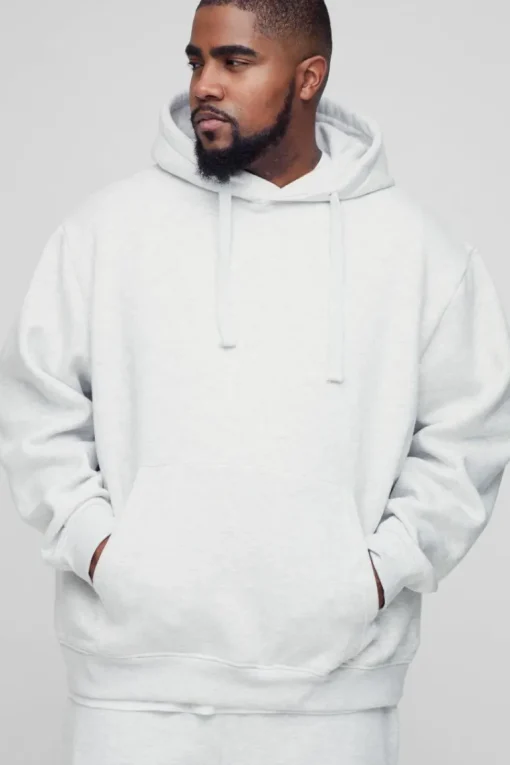 330GSM Plus Oversized Hoodie in Grey Marl