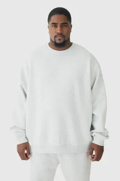 330GSM Plus Oversized Sweatshirt In Grey Marl