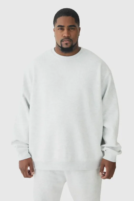 330GSM Plus Oversized Sweatshirt In Grey Marl