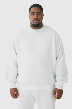 330GSM Plus Regular Fit Crew Neck Sweatshirt In Grey Marl