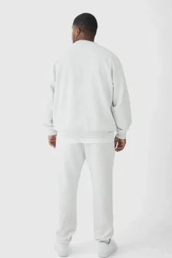 330GSM Plus Regular Fit Crew Neck Sweatshirt In Grey Marl