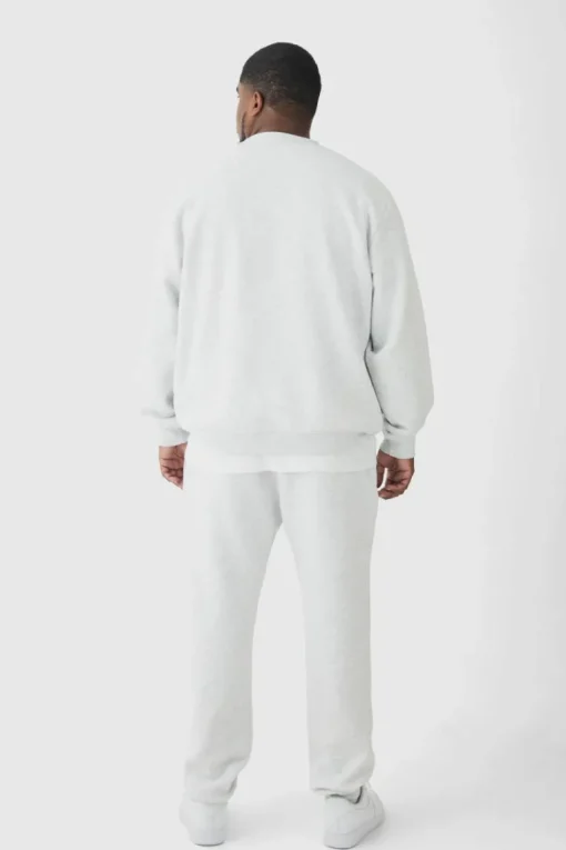 330GSM Plus Regular Fit Crew Neck Sweatshirt In Grey Marl