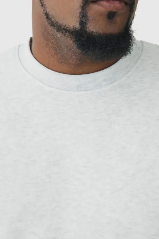 330GSM Plus Regular Fit Crew Neck Sweatshirt In Grey Marl