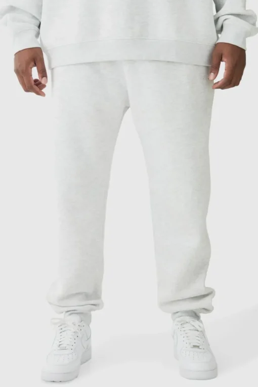 330GSM Plus Regular Fit Man Signature Jogger In Grey Marl