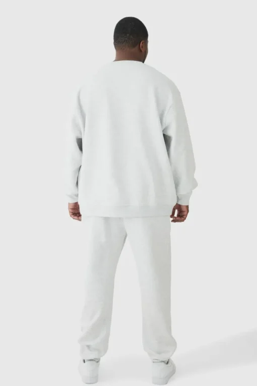 330GSM Plus Regular Fit Man Signature Jogger In Grey Marl