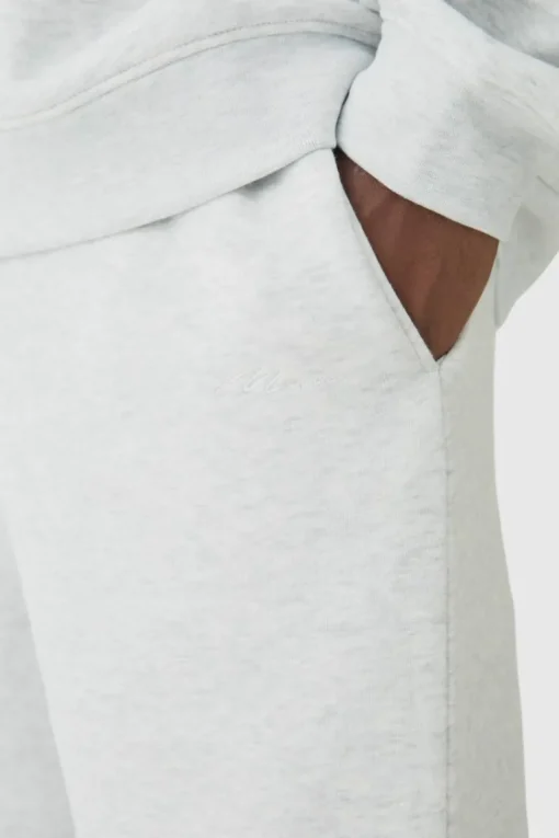 330GSM Plus Regular Fit Man Signature Jogger In Grey Marl