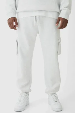 330GSM Plus Skinny Fit Cargo Jogger In Grey Marl