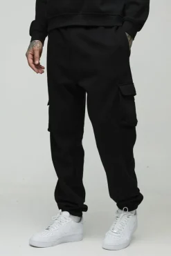 330GSM Tall Oversized Cargo Jogger In Black