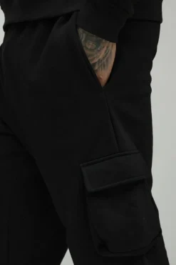 330GSM Tall Oversized Cargo Jogger In Black