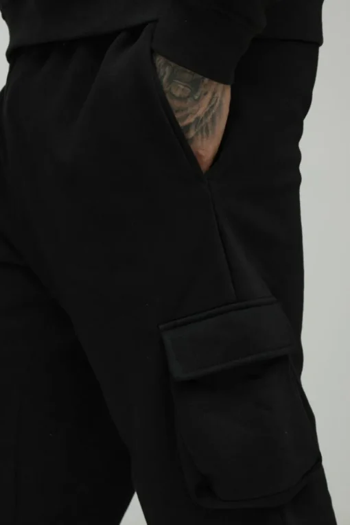 330GSM Tall Oversized Cargo Jogger In Black