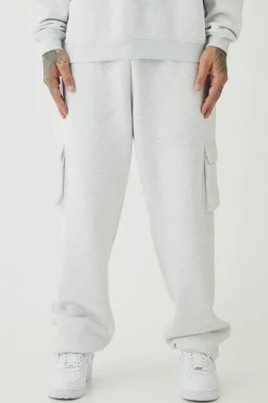 330GSM Tall Oversized Fit Cargo Jogger In Grey Marl