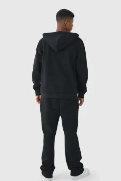 330GSM Tall Regular Fit Zip Through Hoodie in Black